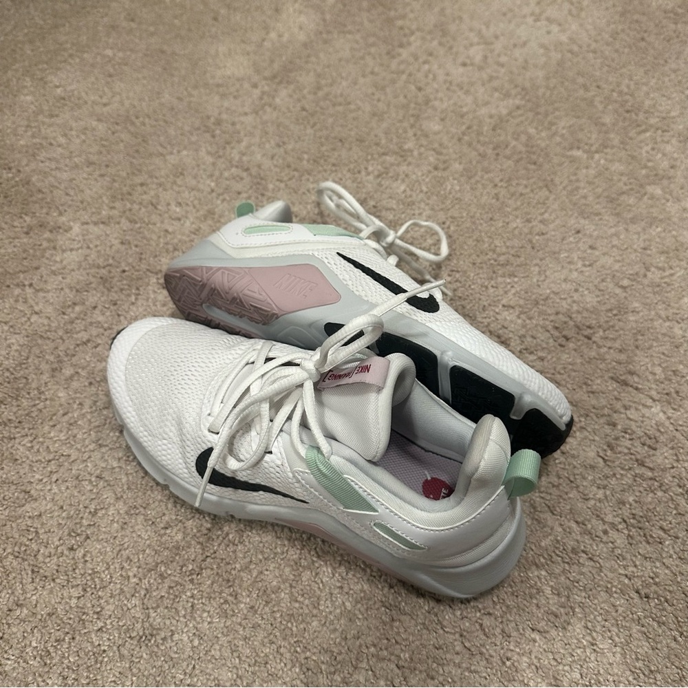 Nike Training Limited Edition White Sneakers with Pink and Mint Accents